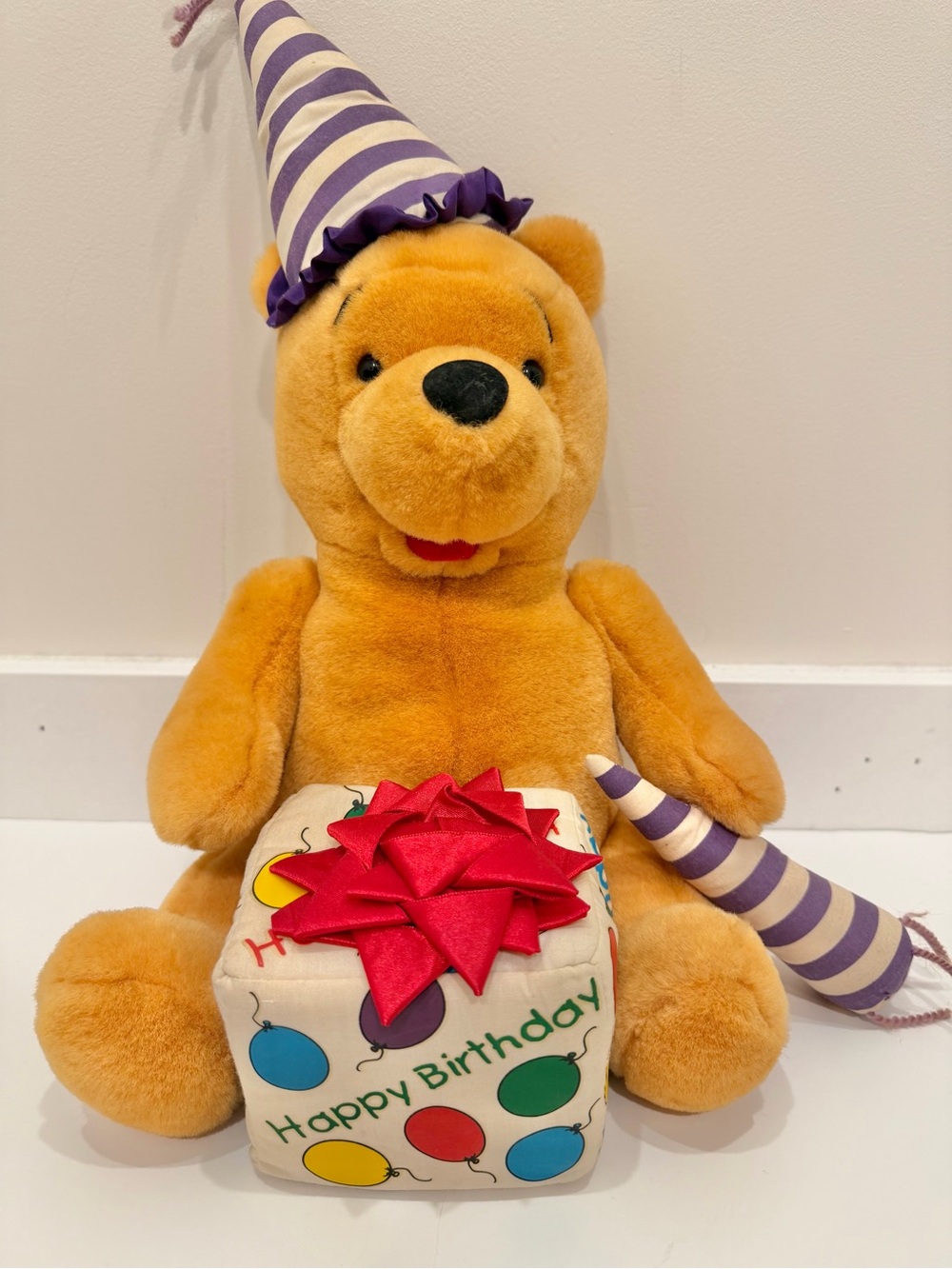 Vintage Disney Winnie The Pooh Happy Birthday Plush 12"
